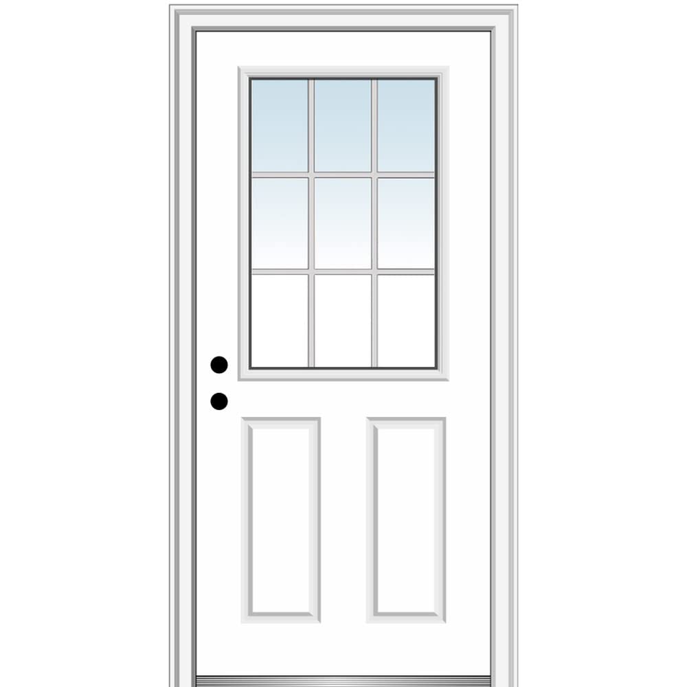 Primed Fiberglass 1/2 Lite 2-Panel Prehung Entry Door 36" x 80" I71873