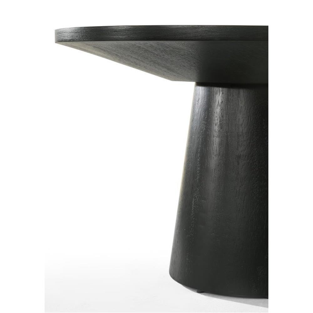 Ebony Black 22-inch Round Wood-Grain End Table Y5824