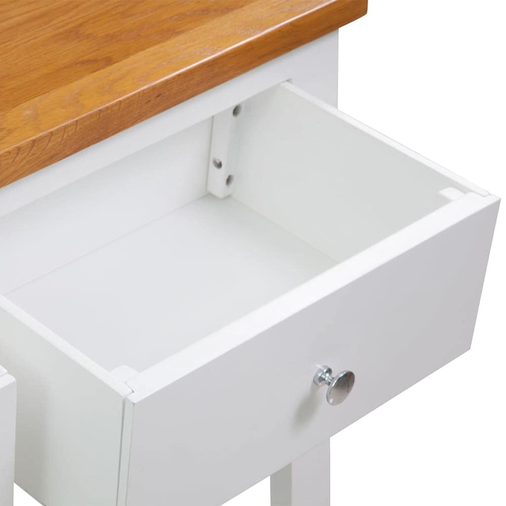 Solid Oak Wood Console Table with Two Drawers and Shelf A344