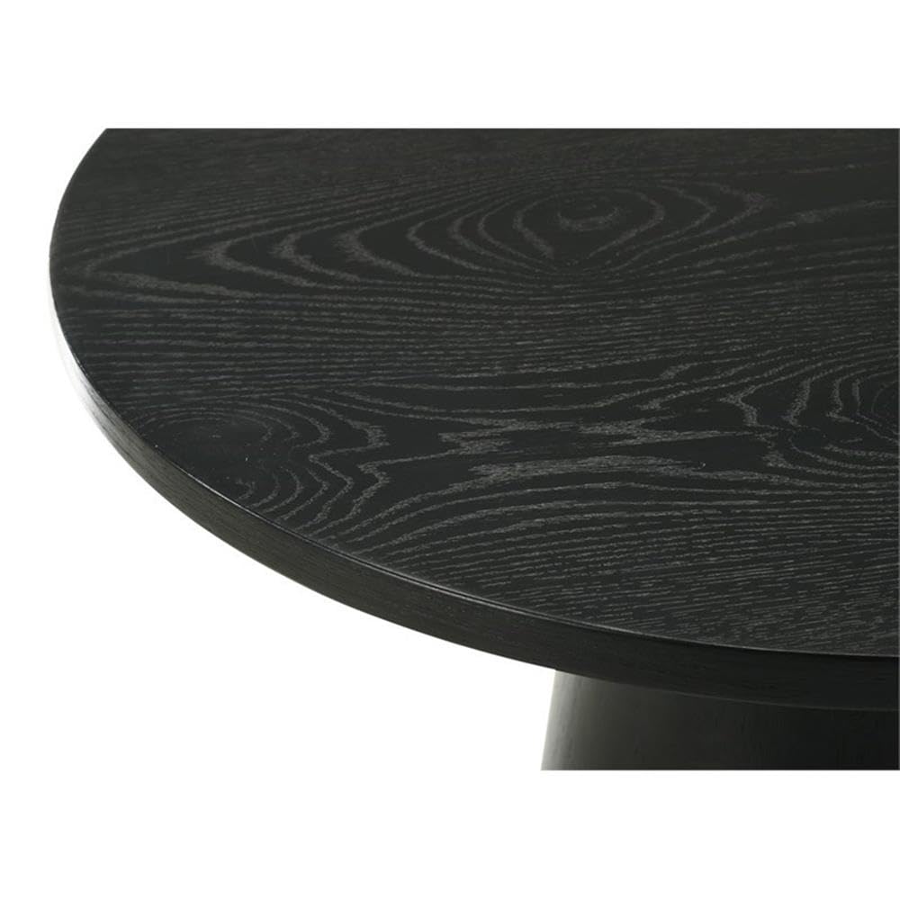 Ebony Black 22-inch Round Wood-Grain End Table Y5824