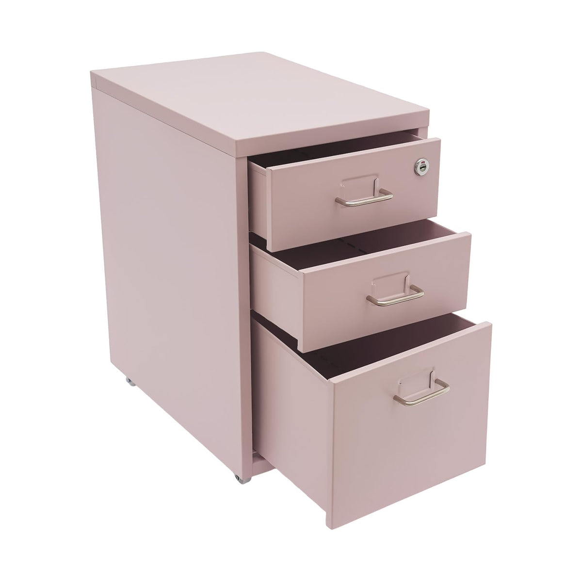 Pink 3 Drawer Metal File Cabinet with Lock K846