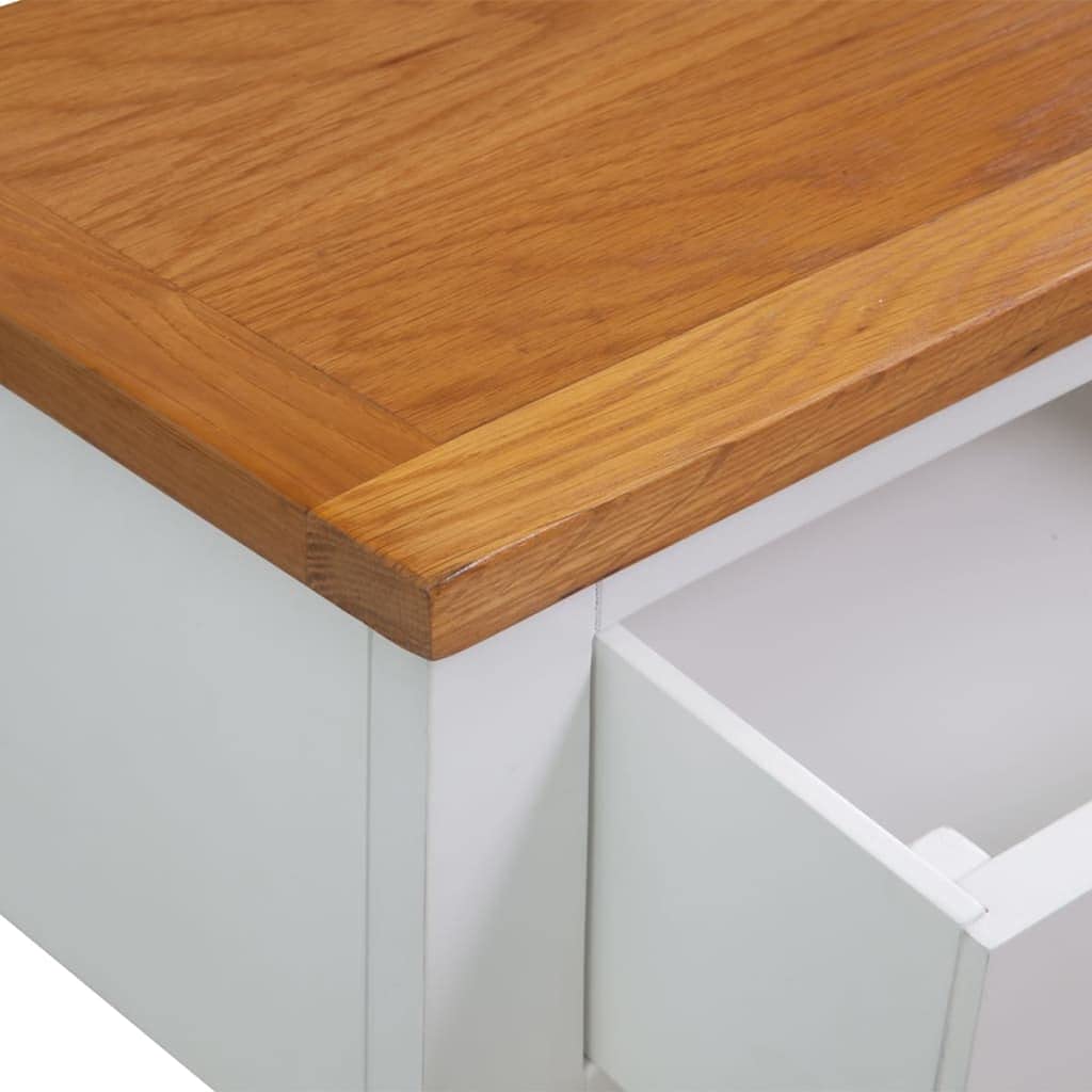 Solid Oak Wood Console Table with Two Drawers and Shelf A344