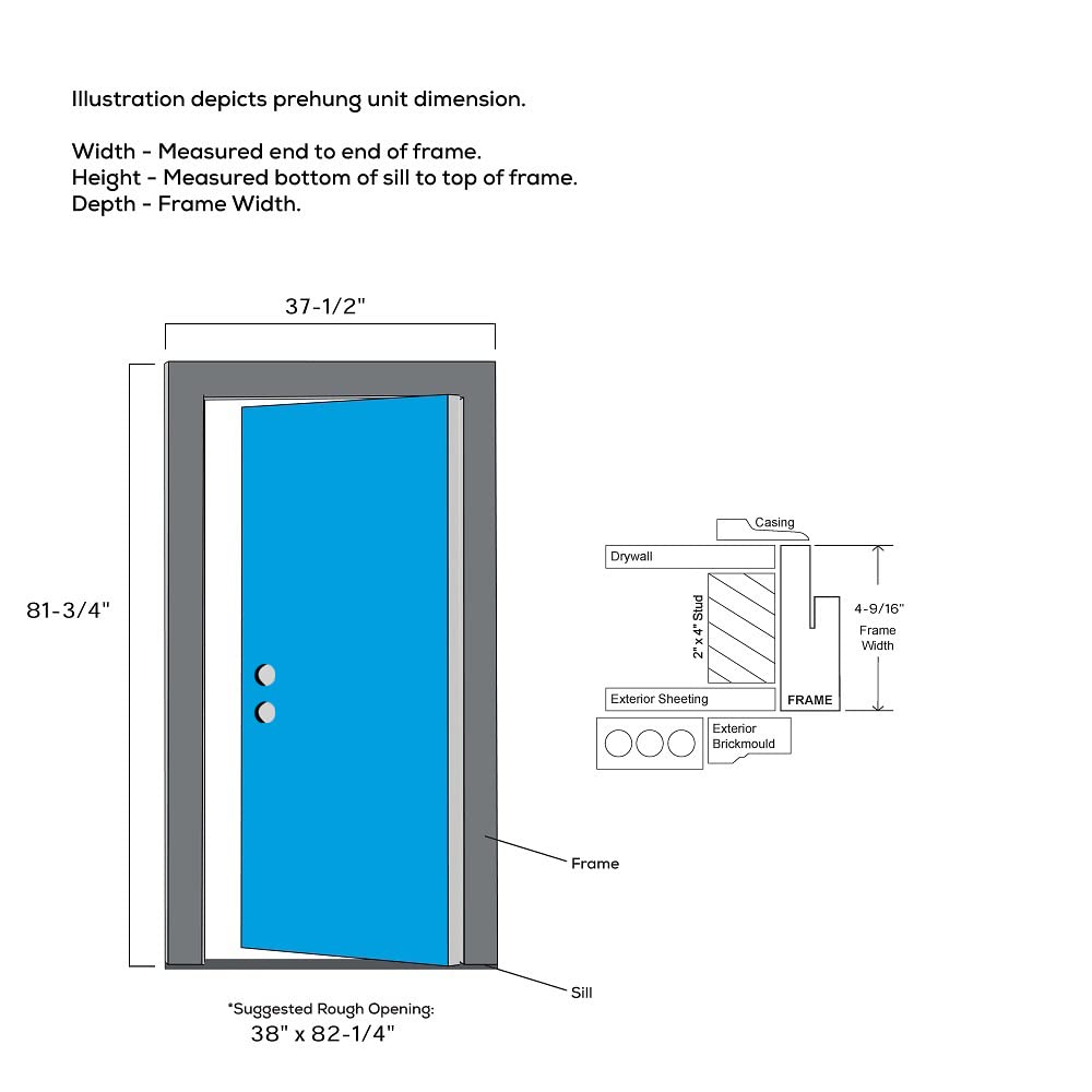 Primed Fiberglass 1/2 Lite 2-Panel Prehung Entry Door 36" x 80" I71873
