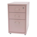 Pink 3 Drawer Metal File Cabinet with Lock K846