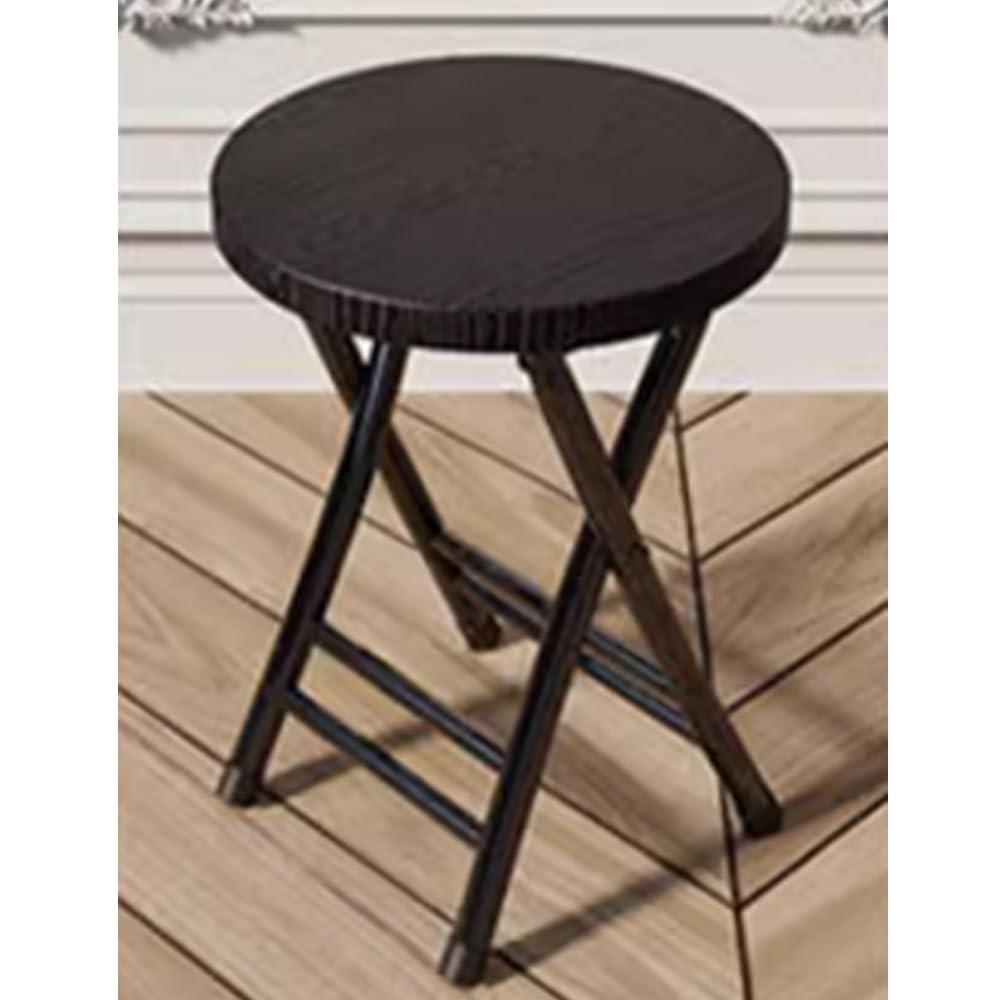 Black 18-Inch Round Folding Stool Q759763