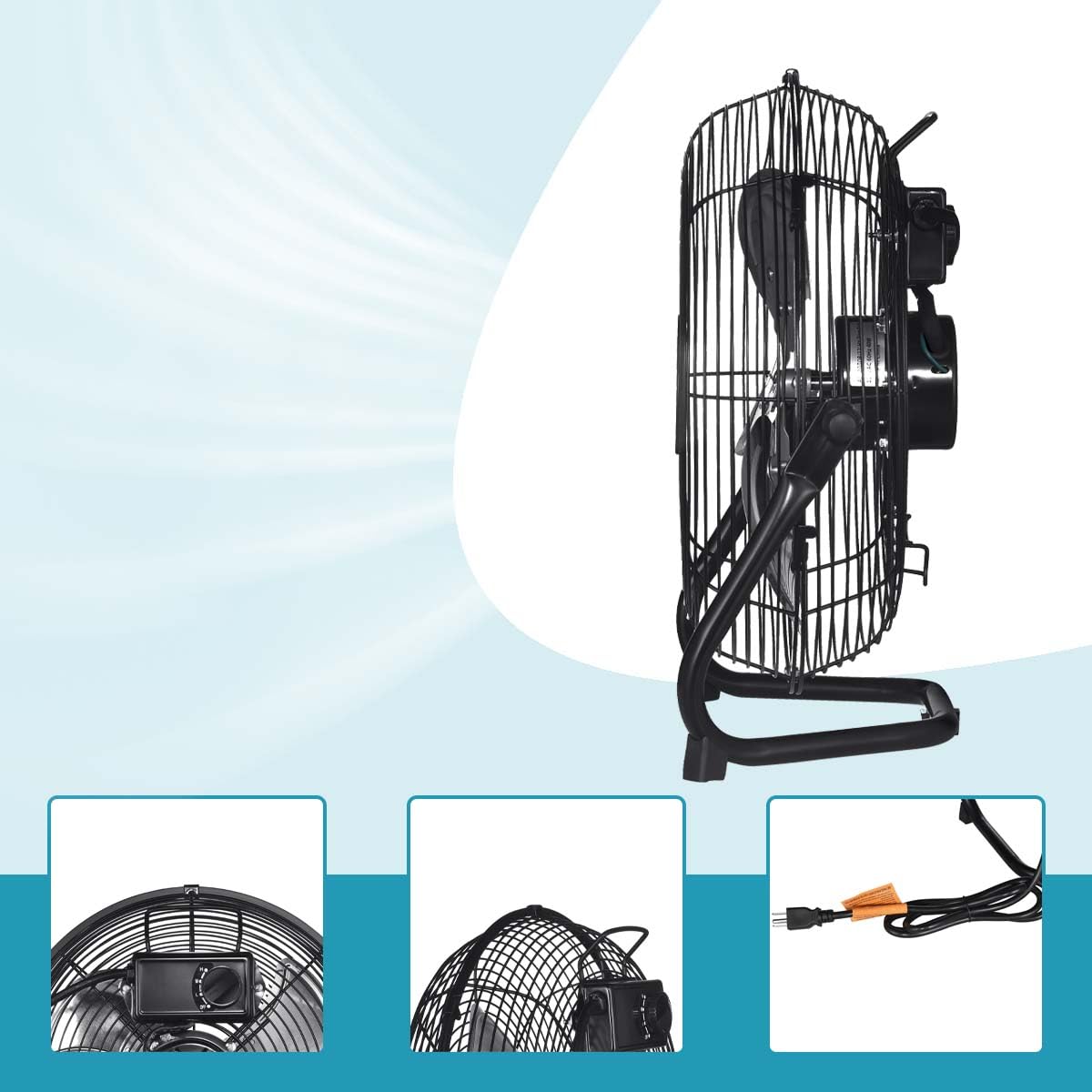 20 in. 3 Speed Metal Floor Fan with Tilting Head N16515