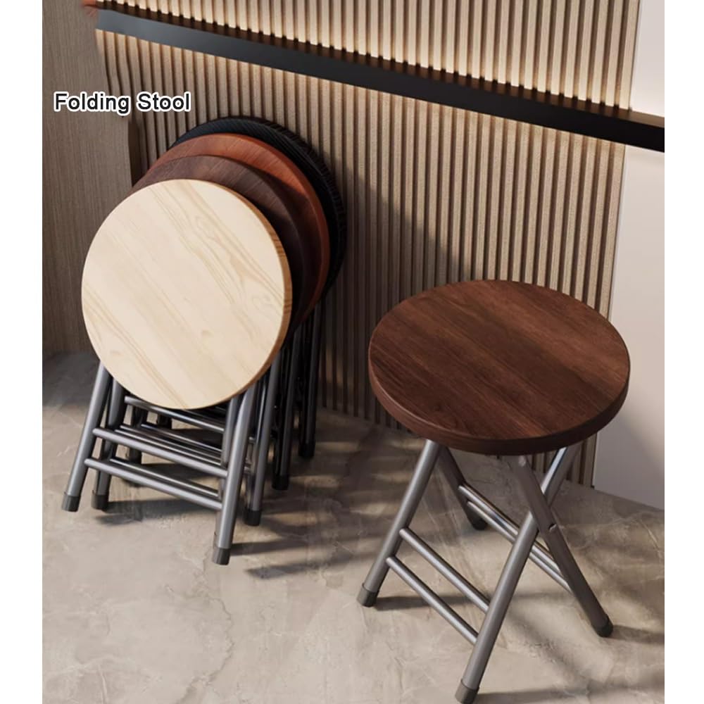 Black 18-Inch Round Folding Stool Q759763