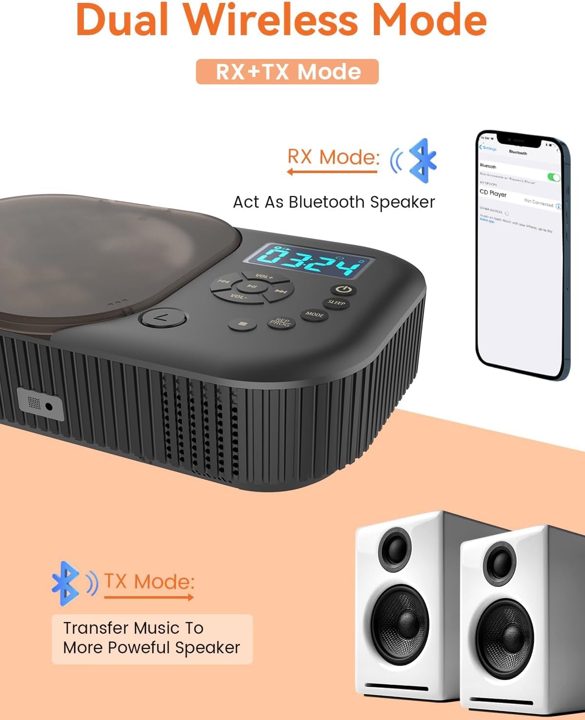 Portable Dual Stereo CD Player Black O1472