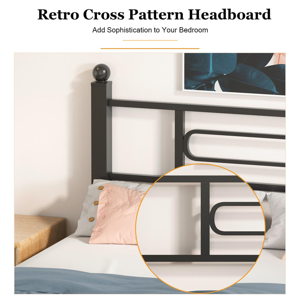 Black Metal Twin Size Bed Frames with Headboard S301521