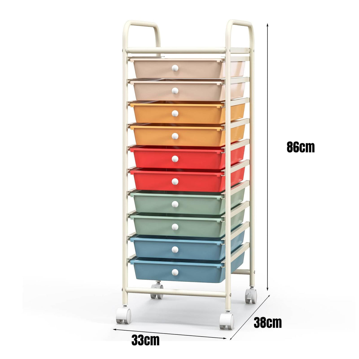 10 Drawers Rolling Storage Cart with Wheels G51901
