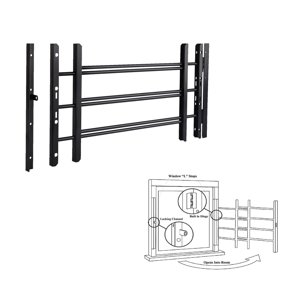 Black Adjustable Tubular Steel Window Security Bars V479145