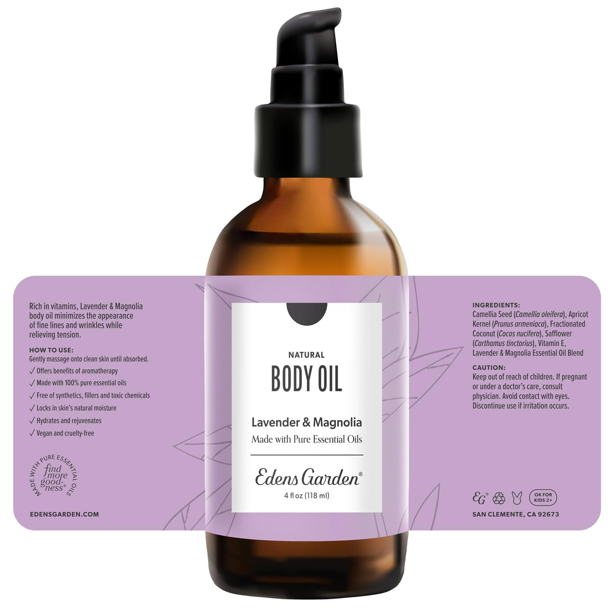 Lavender Magnolia Bath & Body Oil 4 fl oz X838