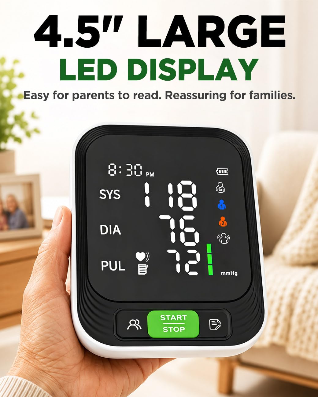Upper Arm Blood Pressure Monitor with Large Cuff H9204