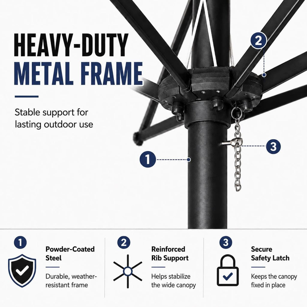 13FT Double-Sided Patio Umbrella with Base Navy Blue D802
