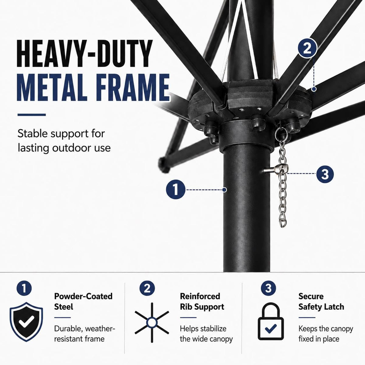 13FT Double-Sided Patio Umbrella with Base Navy Blue D802