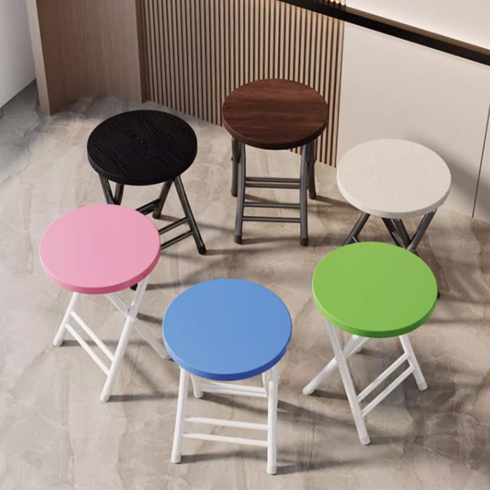 Black 18-Inch Round Folding Stool Q759763