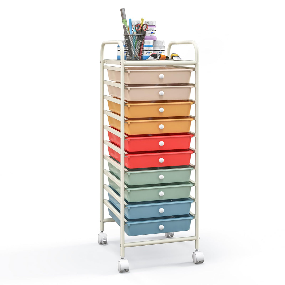 10 Drawers Rolling Storage Cart with Wheels G51901