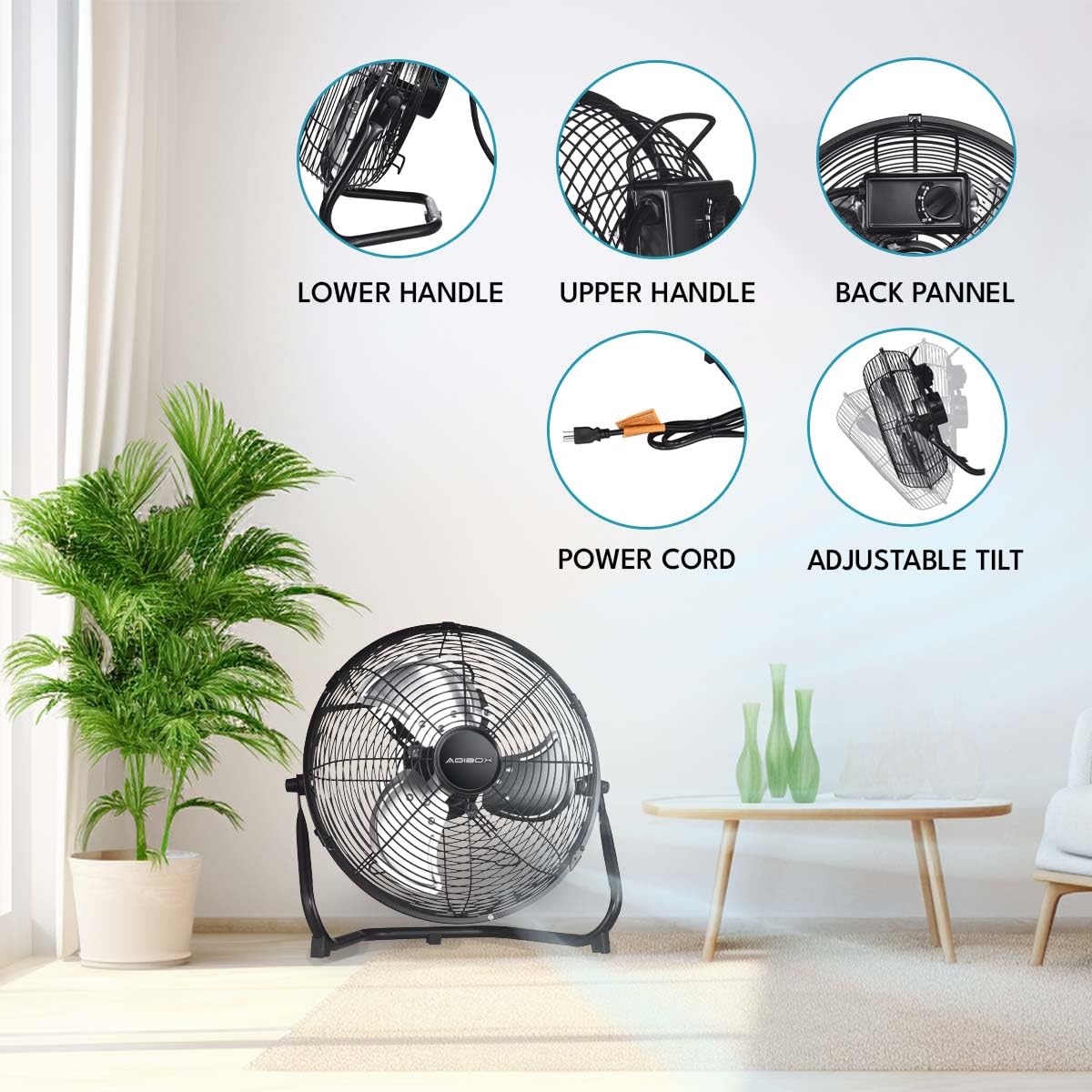 20 in. 3 Speed Metal Floor Fan with Tilting Head N16515