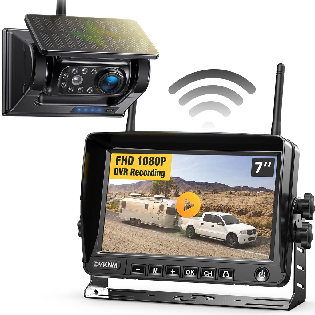 Magnetic Solar Wireless Backup Camera with 7" 1080P Monitor O4720