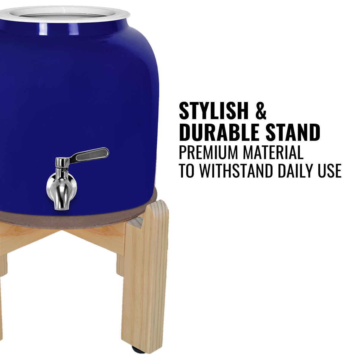Porcelain Ceramic Crock Water Dispenser with Wood Stand and Stainless Steel Faucet V321