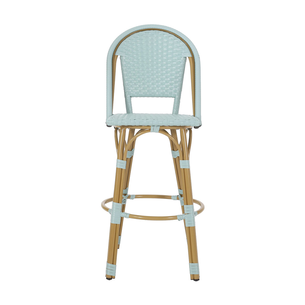 Light Teal PE Rattan Aluminum Bar Stools Set of 2 X110158
