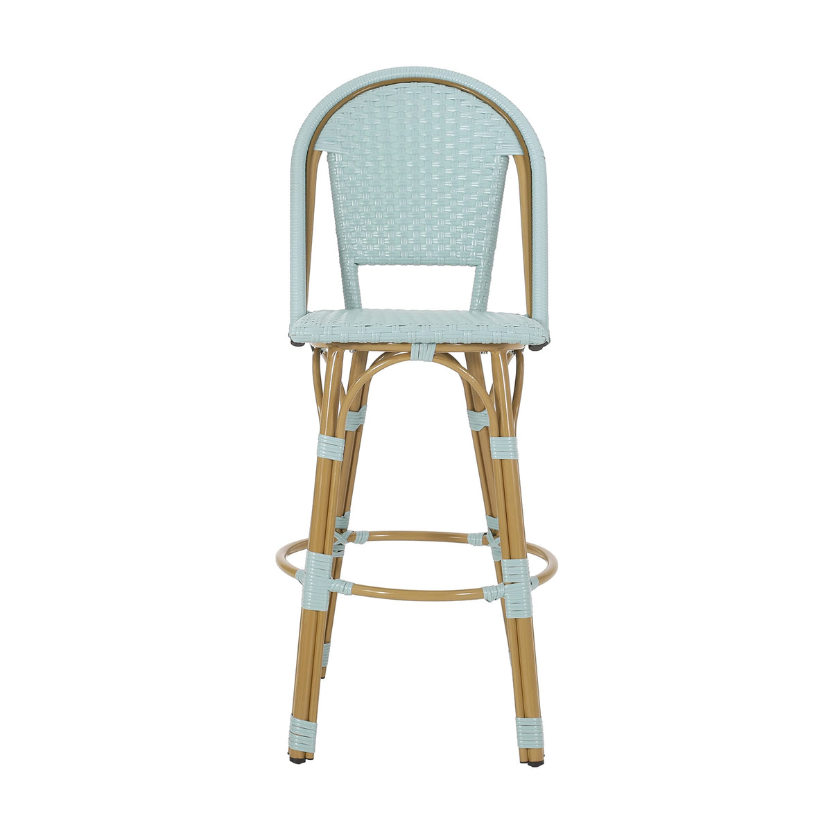 Light Teal PE Rattan Aluminum Bar Stools Set of 2 X110158