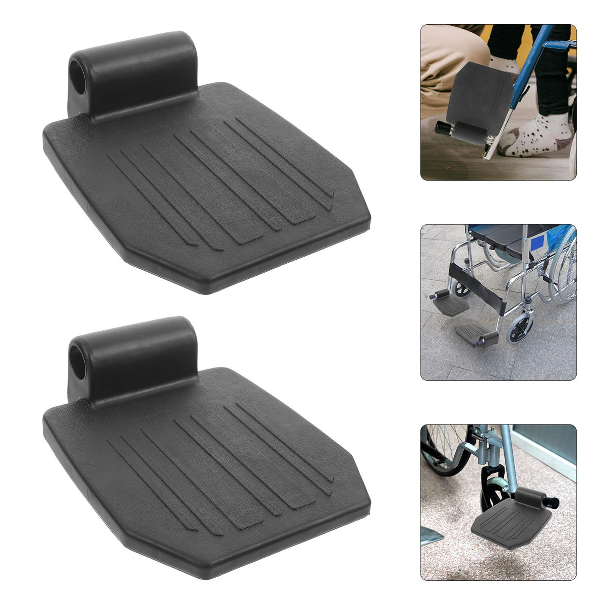 2pcs Heavy Duty Wheelchair Footrest Pedal Replacement Footplates with Leg Pads J73259