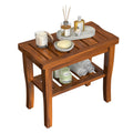 Teak Wood Shower Bench Stool with Storage Shelf J46670