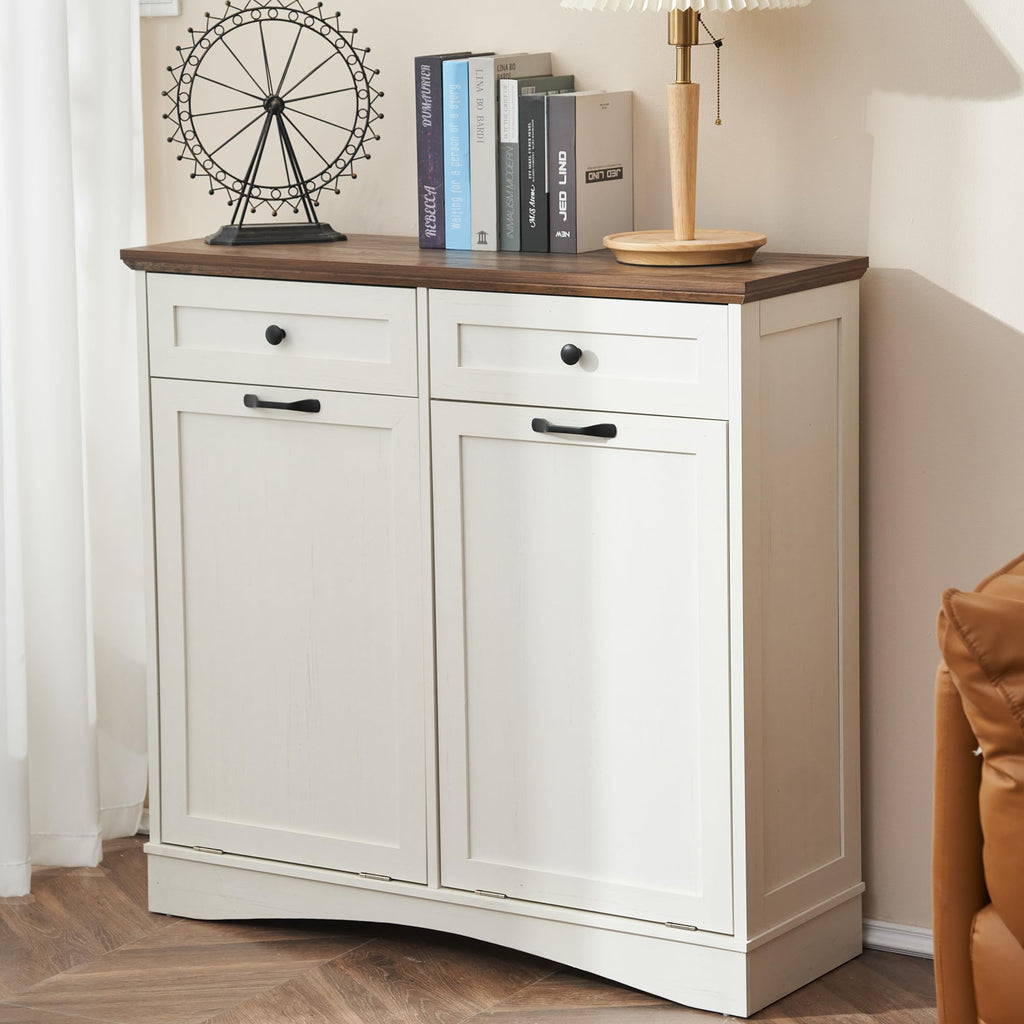 Antique White Tilt Out Trash Cabinet L675