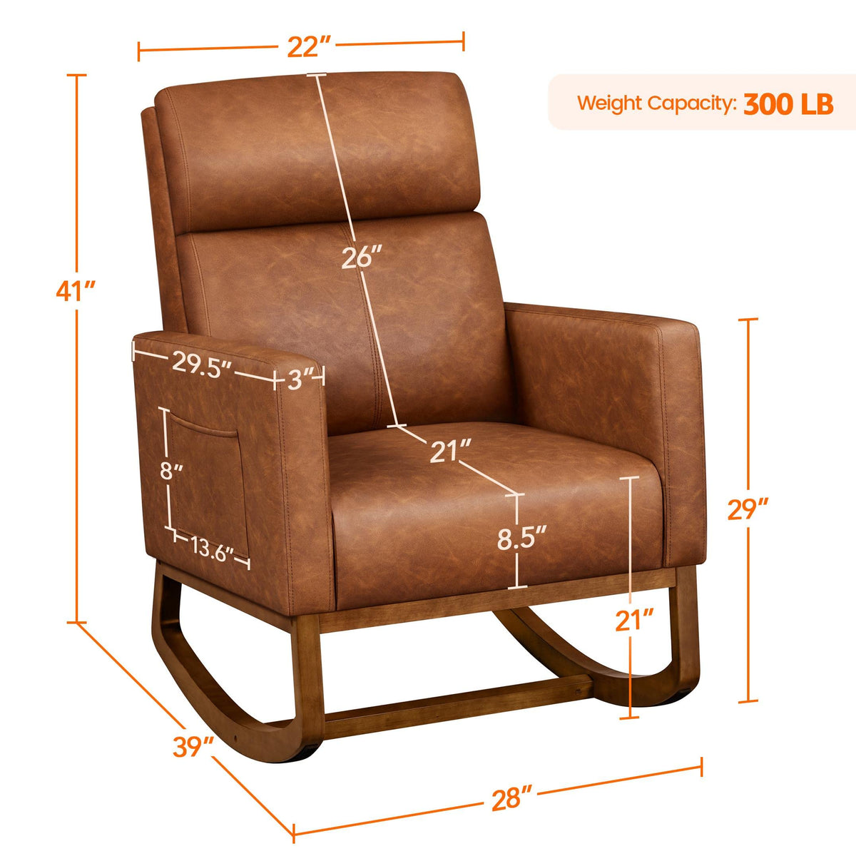 Brown Leather Glider Chair T494