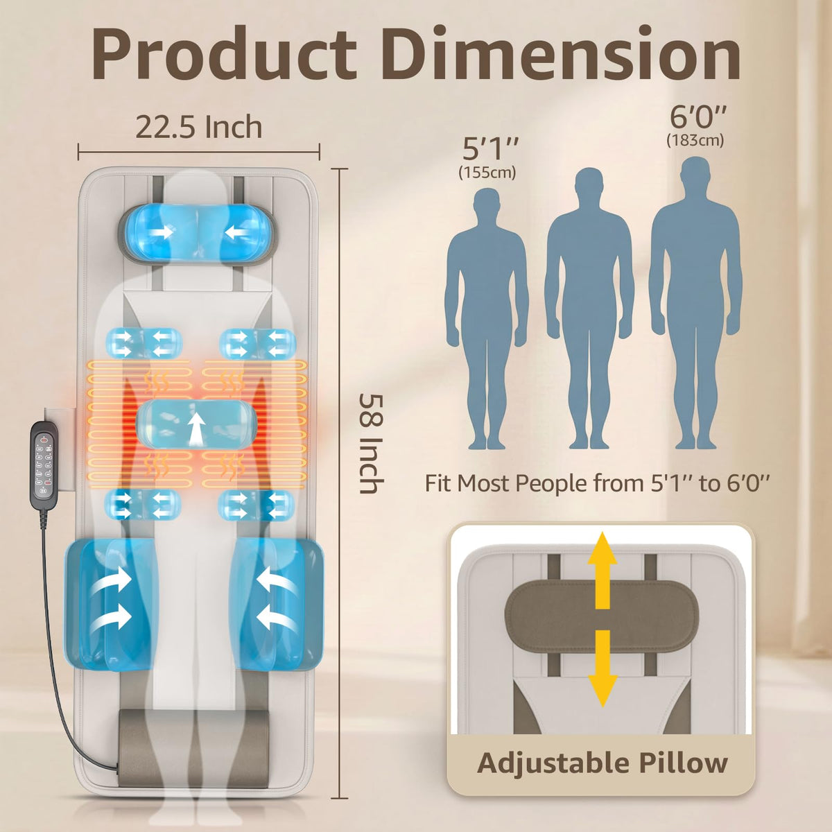 Full Body Massage Mat with Heat, Foldable M6370