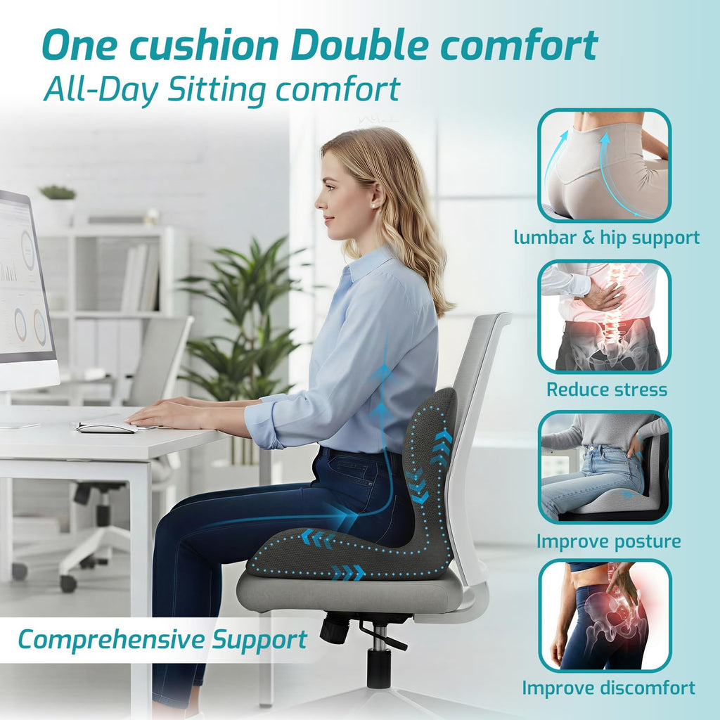 Ergonomic Seat Cushion & Lumbar Support Pillow K830081