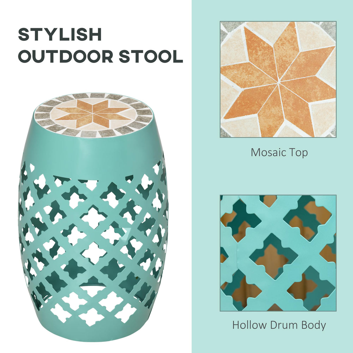 Mosaic Blue Round Outdoor Stool Y175259
