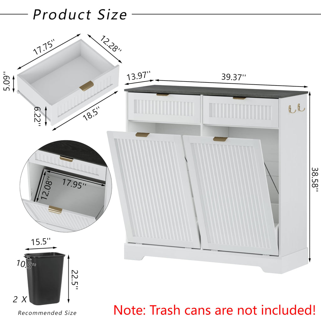 White Double Tilt Out Trash Can Cabinet E3650