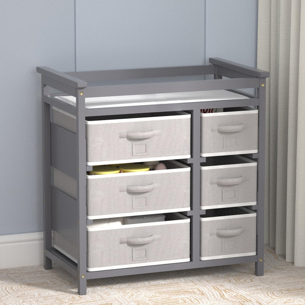 Baby Changing Table with 6 Drawers Storage Station A74908