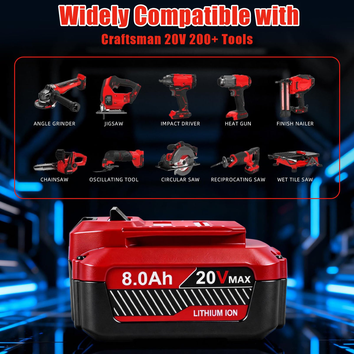 20V 8.0Ah Lithium ion Replacement Battery 2 Piece X406688
