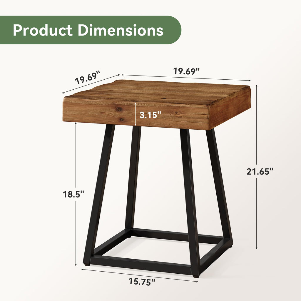 Solid Wood Nightstand with Metal Frame C37404