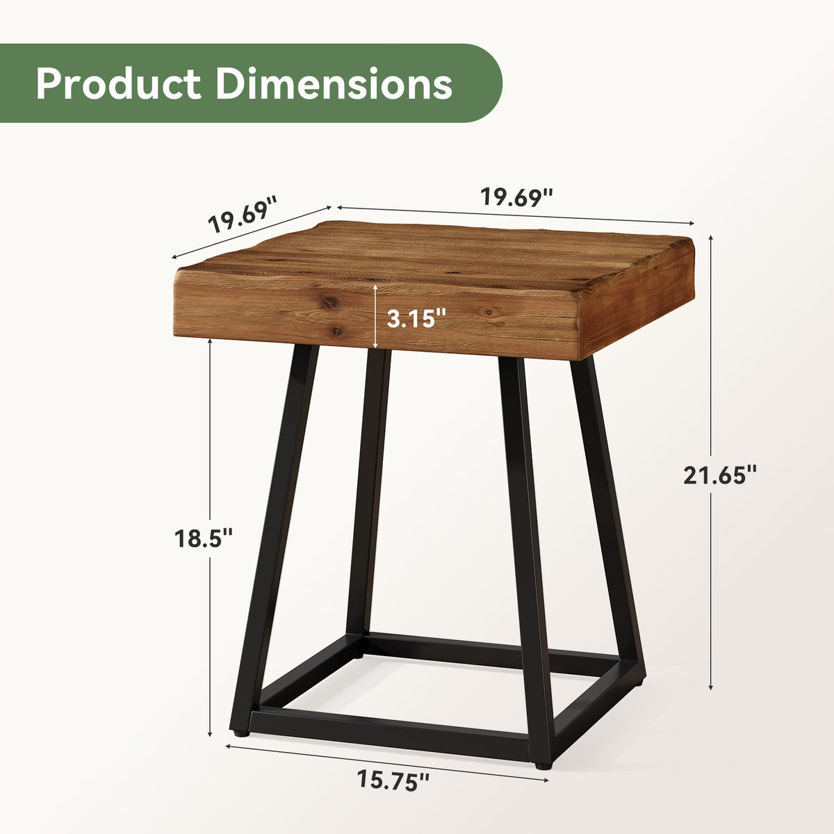 Solid Wood Nightstand with Metal Frame C37404