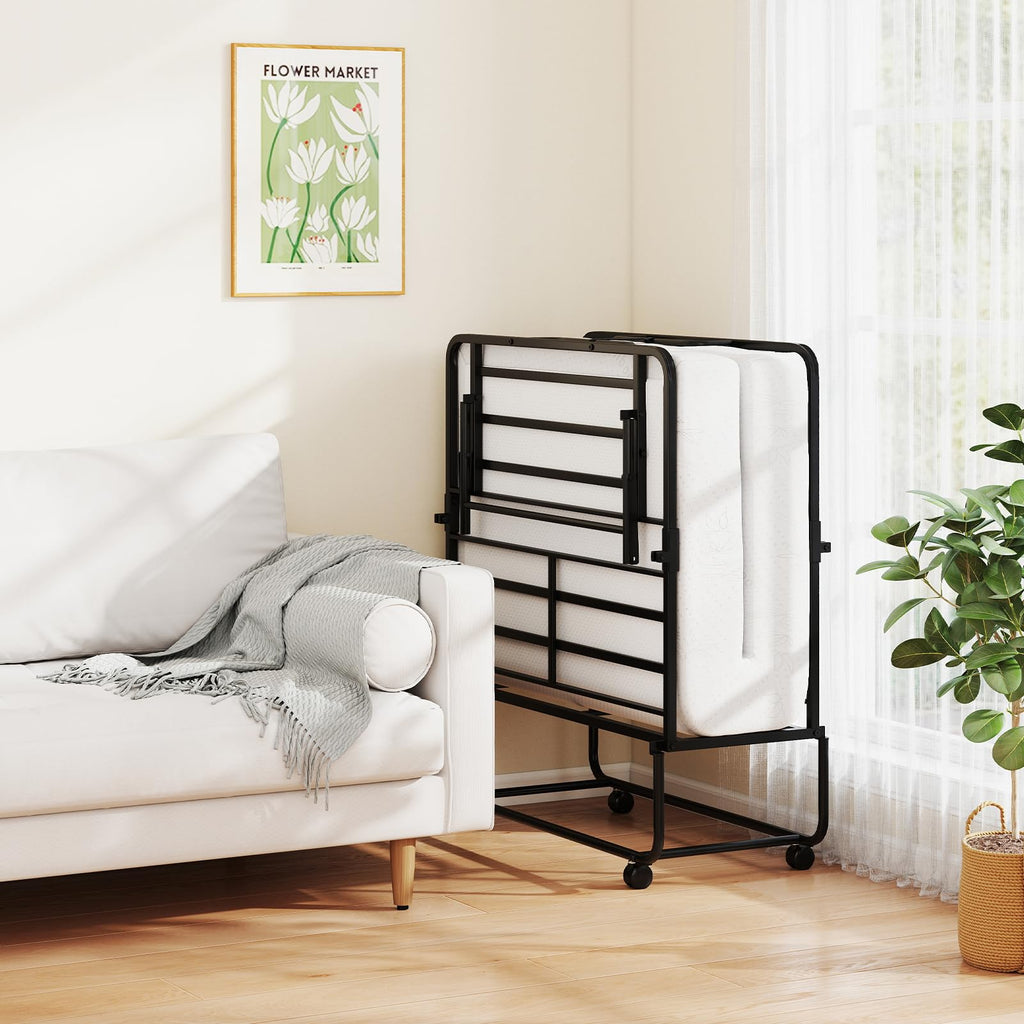 Twin Folding Bed Frame with Memory Foam Mattress I9648