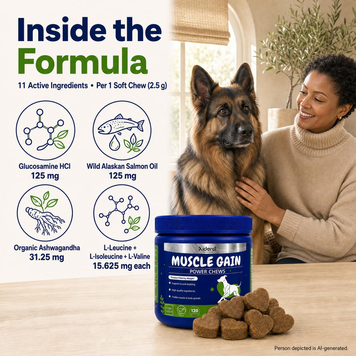 High Protein Muscle Support Soft Chews for Dogs, 120 Count I611054