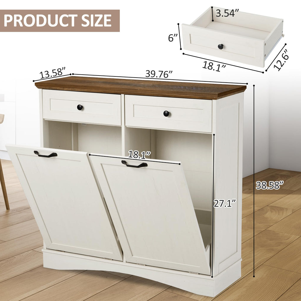 Antique White Tilt Out Trash Cabinet L675