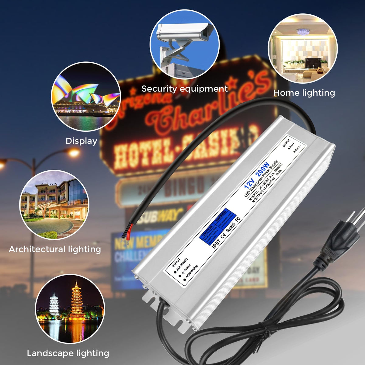 200W IP67 Waterproof 12V LED Driver V219694