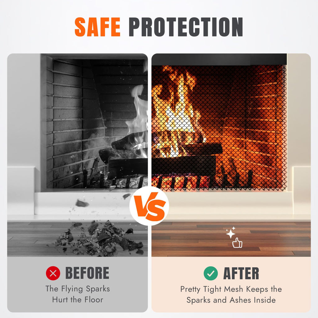 2 Pcs Fireplace Screen Mesh Curtain H82824