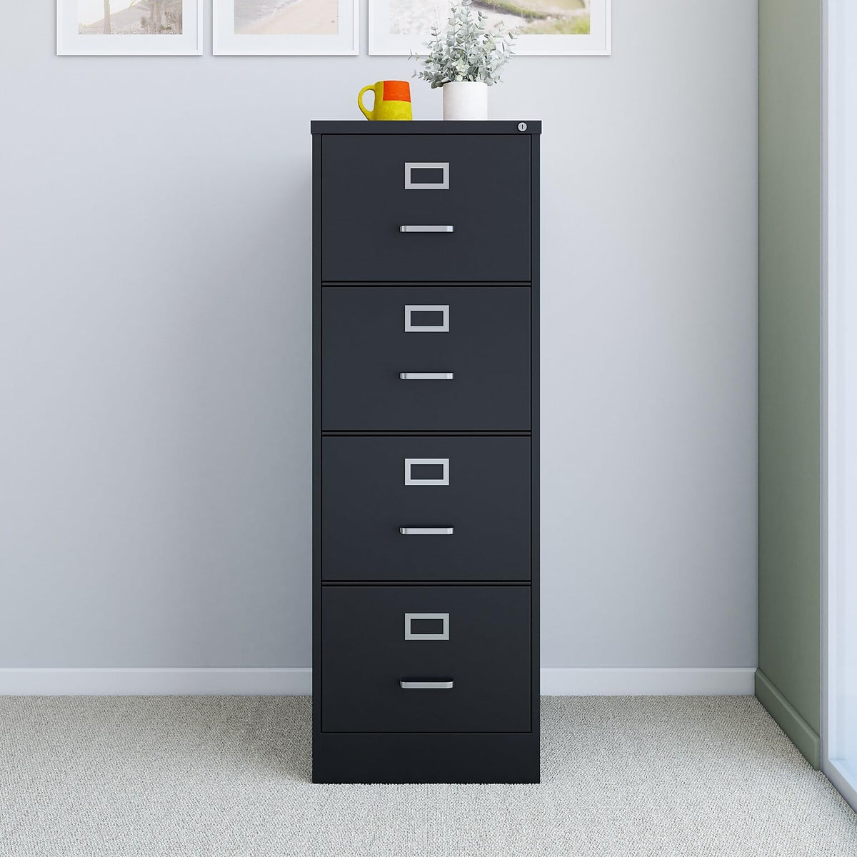 4 Drawer Black Vertical File Cabinet J5521