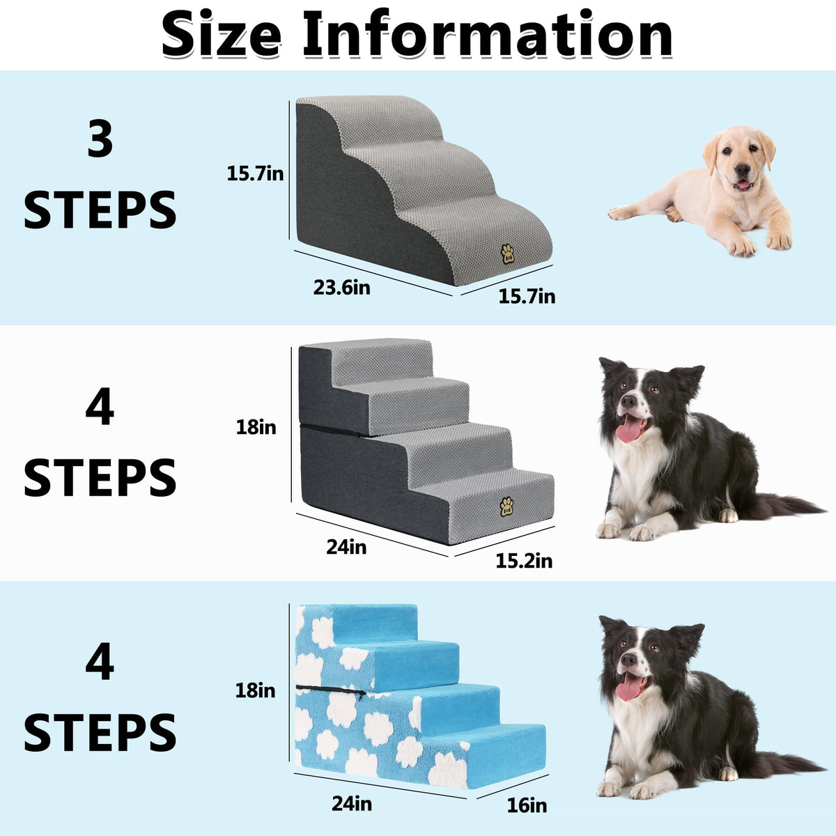 4-Step Foam Dog Stairs, 18-Inch, Gray L43296