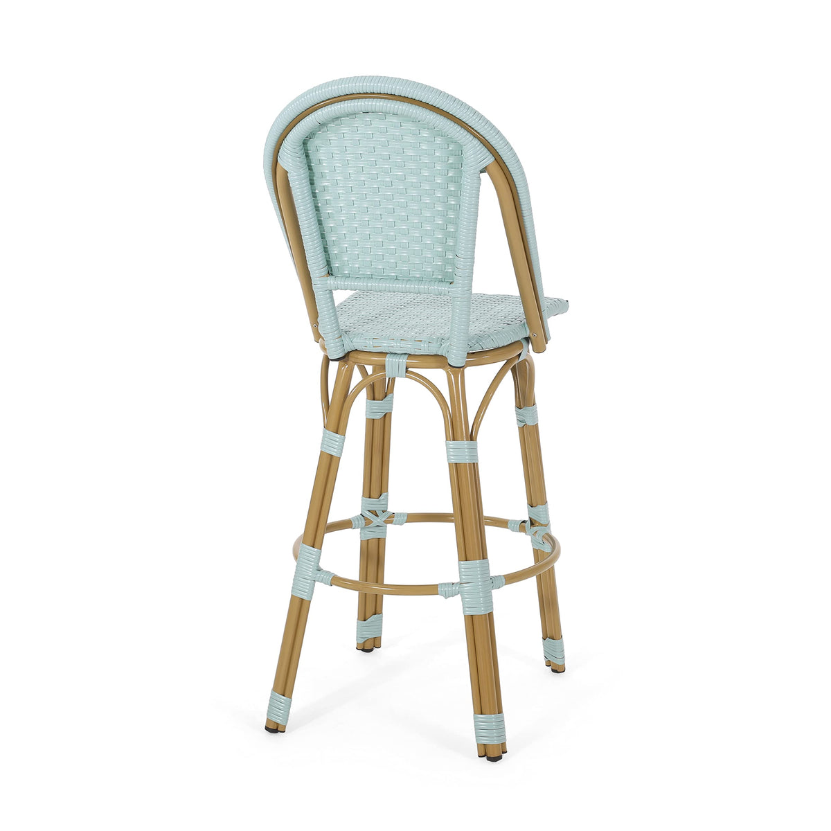 Light Teal PE Rattan Aluminum Bar Stools Set of 2 X110158
