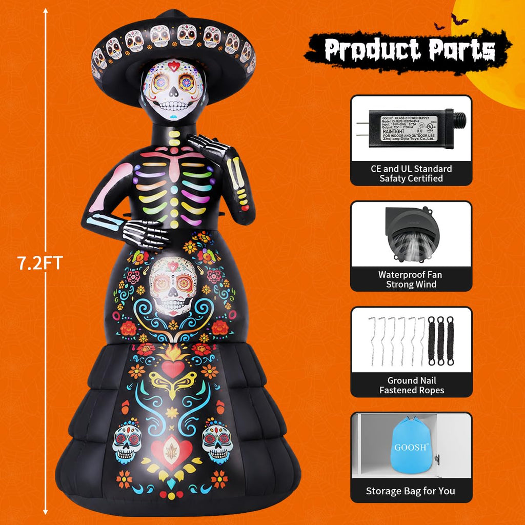 7.2FT Halloween Inflatable Ghost Bride with LED Lights I5482