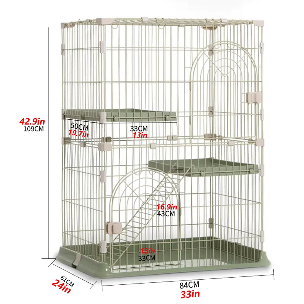3/4-Tier Wire Cat Cage Playpen Kennel with Hammock and 3 Platforms I1788