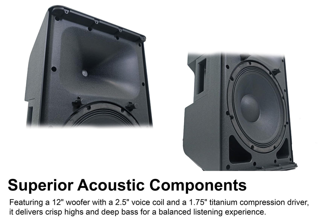 12" Powered DJ PA Speaker Pair with Stands E925