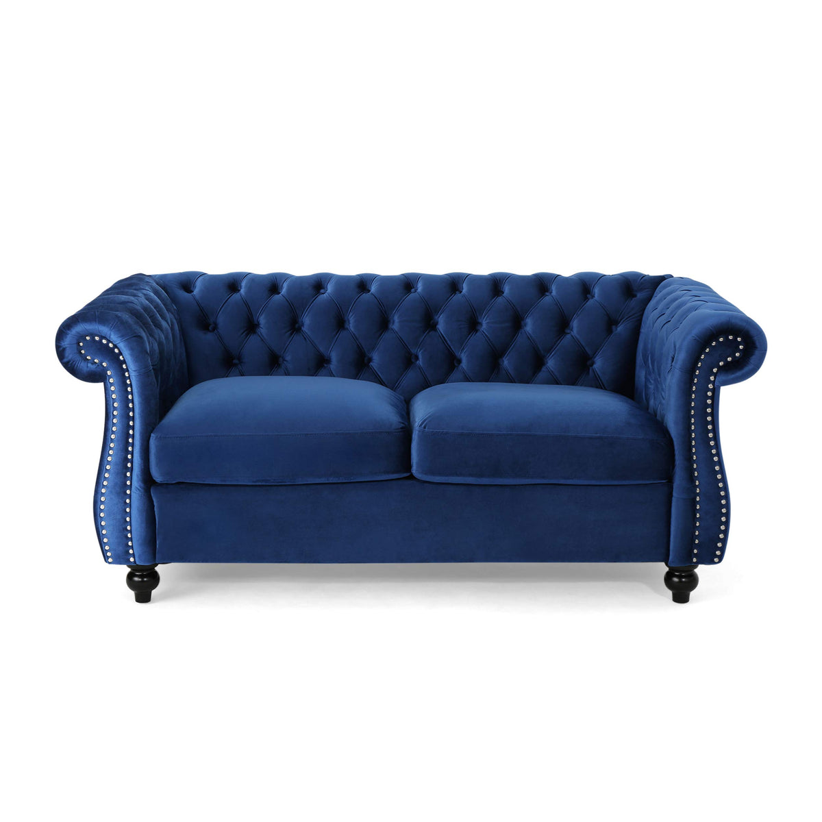 Navy Blue Velvet Tufted Chesterfield Sofa Y29161